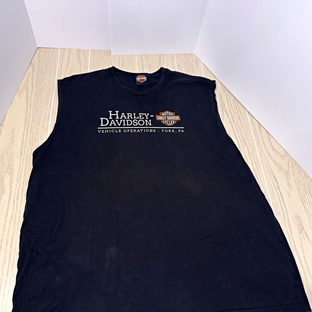 Harley-Davidson York PA Vehicle Operations Black Sleeveless T-Shirt Size 3XL